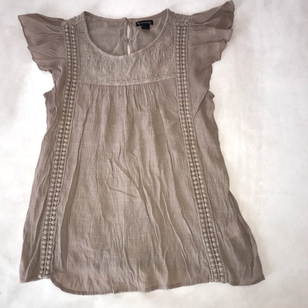 NWOT New Directions Peasant Top Crochet Gauze - Picture 1 of 4